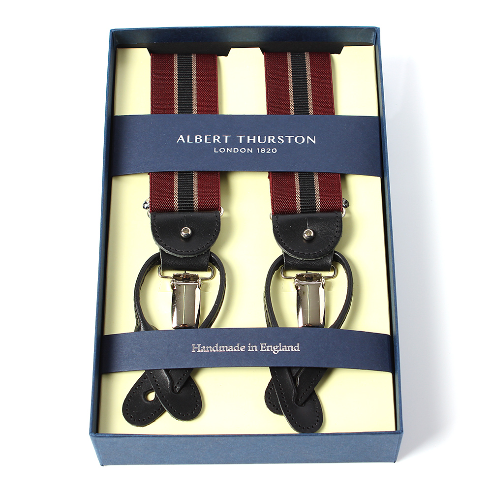 AT-2266-WI Albert Thurston Suspenders Striped 35MM Wine[Acessórios Formais] ALBERT THURSTON