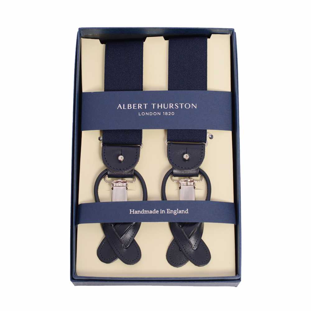 AT-NAVY Suspensórios Albert Thurston Azul Marinho Sem Padrão 35MM[Acessórios Formais] ALBERT THURSTON