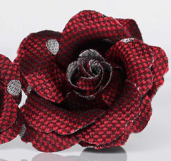 BTA-600 Boutonniere De Seda Japonesa Jacquard, Padrão De Bolinhas, Vermelho[Acessórios Formais] Yamamoto(EXCY)
