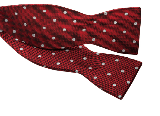 MT-600 Gravata Borboleta De Seda Doméstica Com Nó à Mão E Bolinhas Vermelhas[Acessórios Formais] Yamamoto(EXCY)