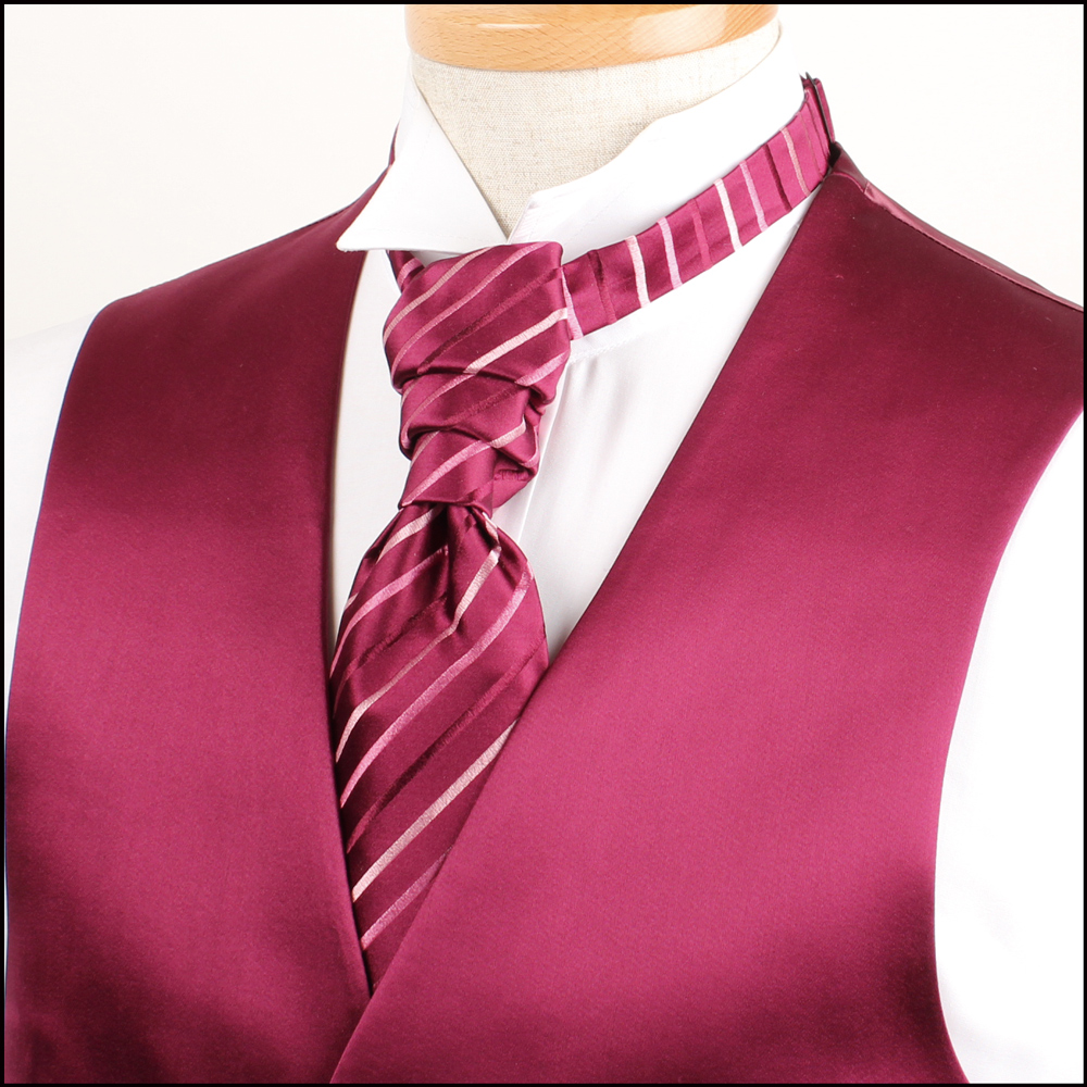 VYT-02 Gravata British VANNERS Silk Ascot (Gravata Europa) Padrão Listrado Vinho[Acessórios Formais] Yamamoto(EXCY)