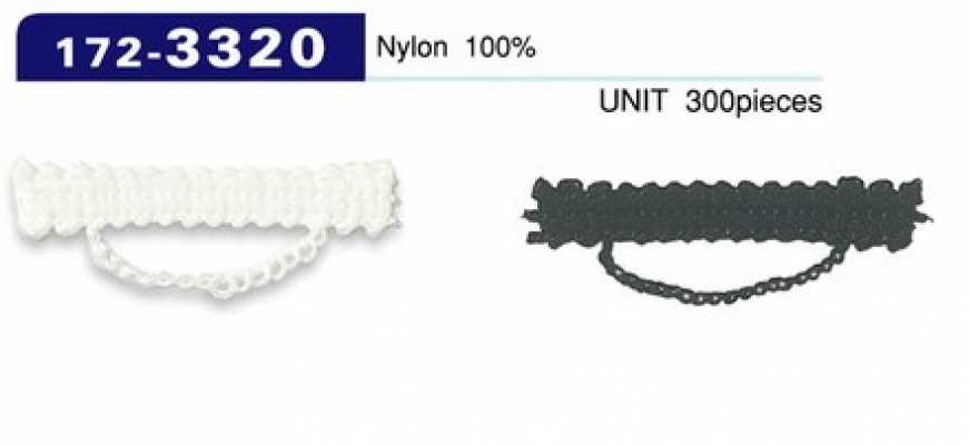 172-3320 Alça para botão, tipo cordão corrente, aprox. 7 mm de altura x 33 mm de largura (300 peças)