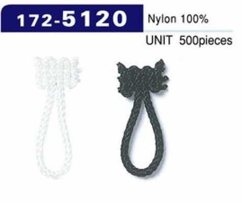 172-5120 Laço para botão, tipo cordão trançado, comprimento total 30 mm (500 peças)
