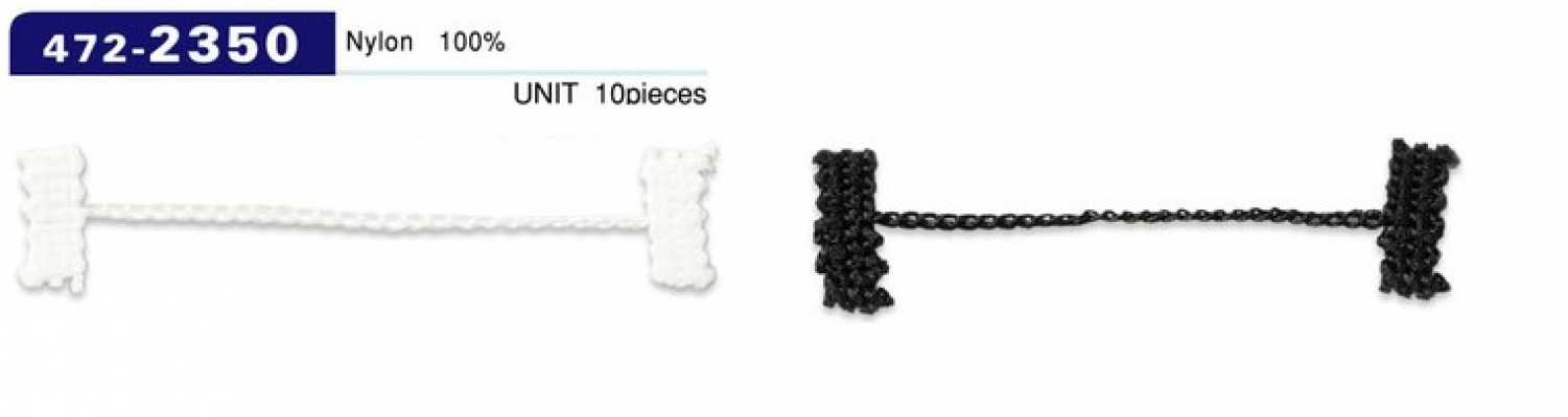 472-2350 Batente para forro de alça de botão, tipo cordão em corrente, comprimento total 65 mm (10 peças)