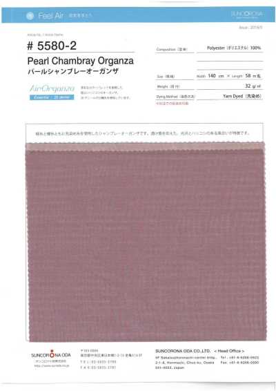5580-2 Organza pérola tingida no fio