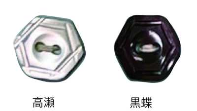 800 Botão hexagonal de concha com dois furos