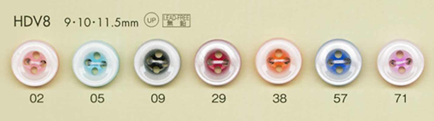 HDV8 DAIYA BUTTONS Série HYPER DURABLE resistente a impactos Botões de poliéster com aparência de concha