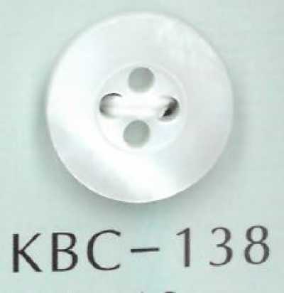 KBC-138 BIANCO Botão de concha 4 furos com rebaixo central