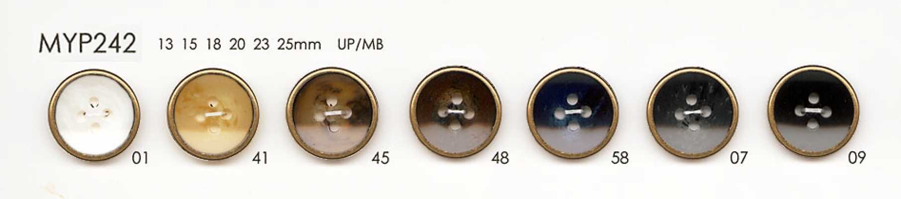 MYP242 Botão elegante de poliéster dourado antigo com 4 furos