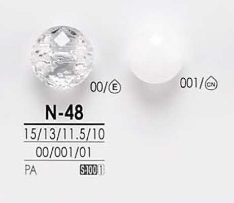 N48 Botão transparente e tingível com corte em diamante