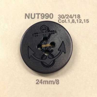 NUT990 Botão âncora de 4 furos em material natural de noz