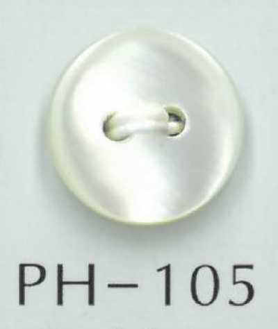 PH105 Botão redondo de casca natural com dois furos