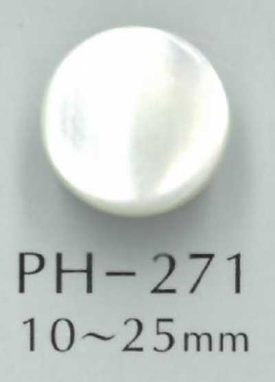PH271 Botão redondo de concha natural com haste metálica