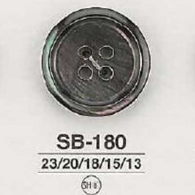SB180 Botão de madrepérola preta com 4 furos