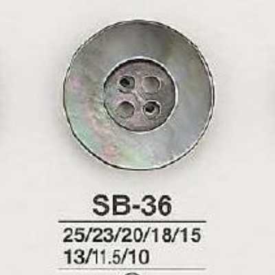 SB36 Botão de madrepérola negra com 4 furos