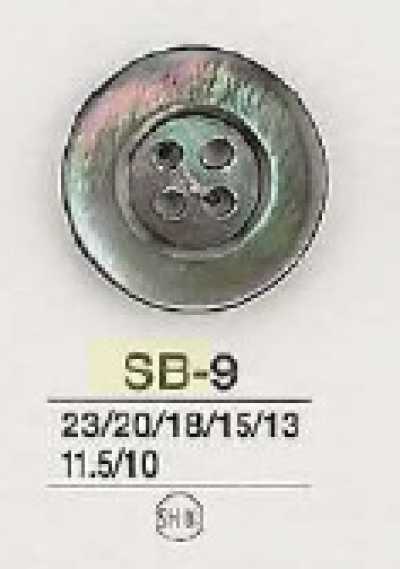 SB9 Botão de madrepérola negra de 4 furos