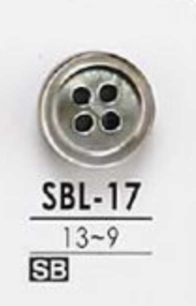 SBL17 Botão de concha de madrepérola preta com 4 furos, incolor