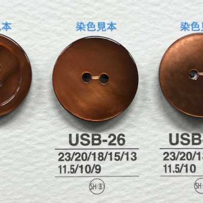 USB26 Botão brilhante frontal de concha madrepérola preta tingida naturalmente com dois furos