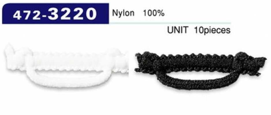472-3220 Alça de botão, tipo nylon felpudo, horizontal, 37 mm (10 peças)