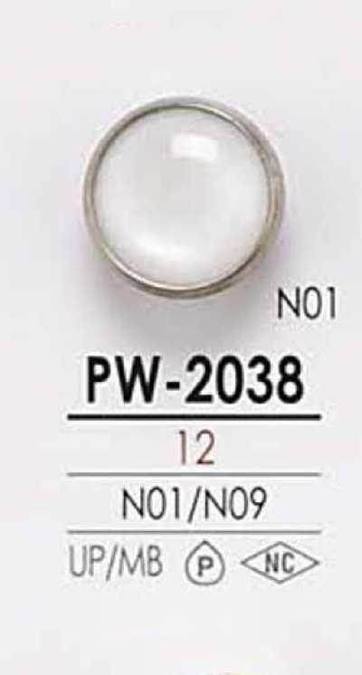 PW2038 Botão tipo concha, para tingimento, com 4 furos e poste fechado