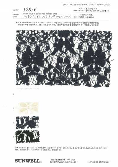 12836 Renda Raschel de Algodão/Nylon/Linho