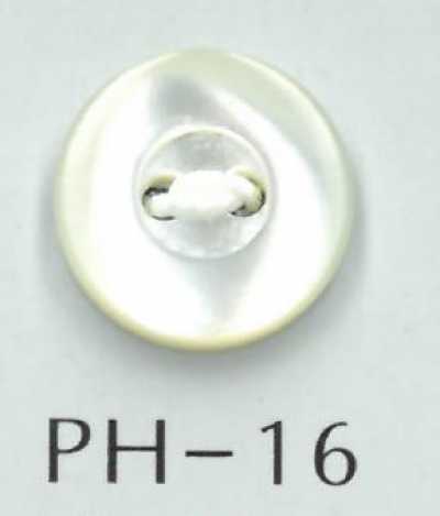 PH16 Botão de casca natural com aro e 2 furos