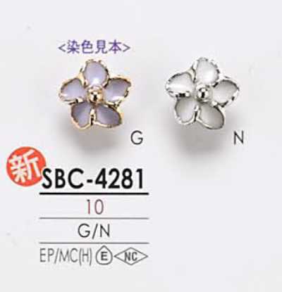 SBC4281 Botão de metal com motivo floral para tingimento