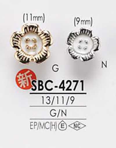 SBC4271 Botão de metal com motivo floral tingível