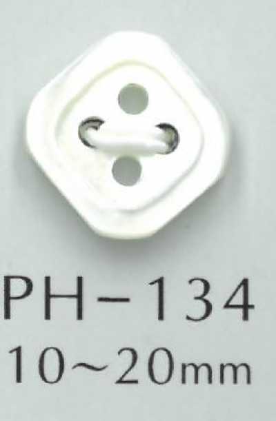PH134 Botão de madrepérola com aro em forma de diamante de 4 furos