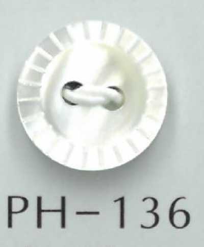 PH136 Botão de concha com 2 furos e entalhe