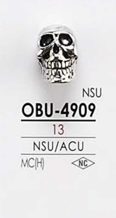 OBU4909 Botão de metal em formato de caveira