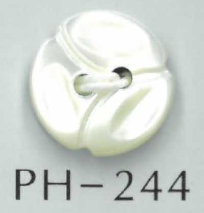 PH244 Botão em formato de flor de 2 furos de concha
