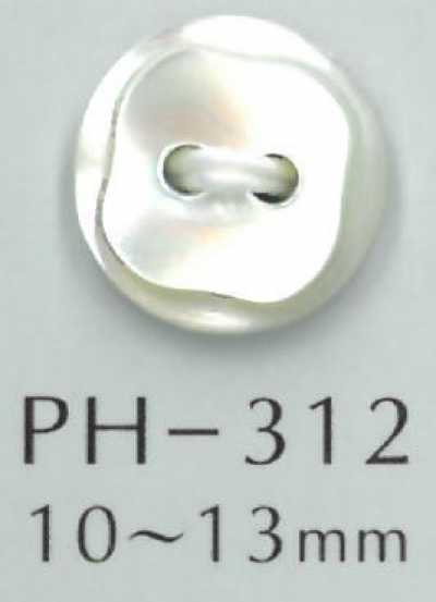 PH312 Botão de concha com corte diamante e dois furos