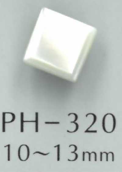 PH320 Botão de concha em forma de diamante com haste metálica