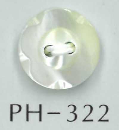 PH322 Botão redondo de concha com 2 furos e corte floral