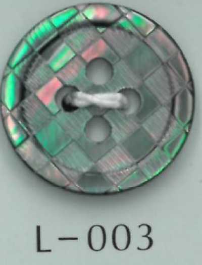 L-003 Botão de concha xadrez com rebordo e 4 furos