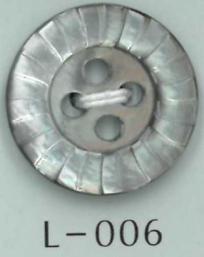 L-006 Botão de concha com borda, 4 furos