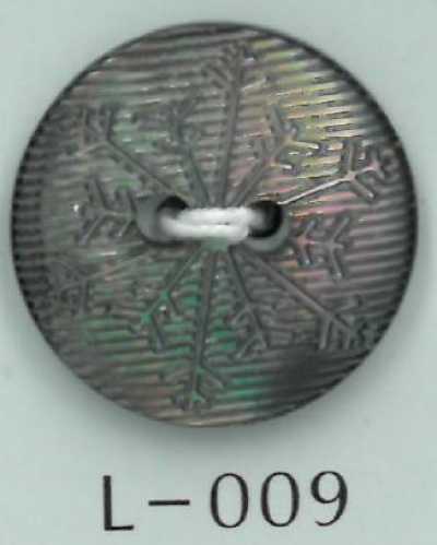 L-009 Botão de concha com gravação de floco de neve, 2 furos