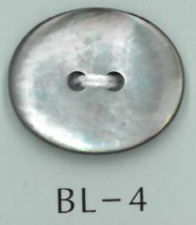BL-4 Botão oval de concha natural com 2 furos