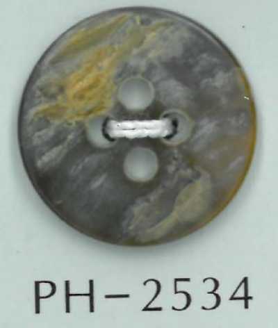 PH2534 Botão de 4 furos com padrão de concha (bege escuro)