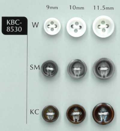 KBC-8530 Botão côncavo de concha natural com 4 furos e 3 mm de espessura