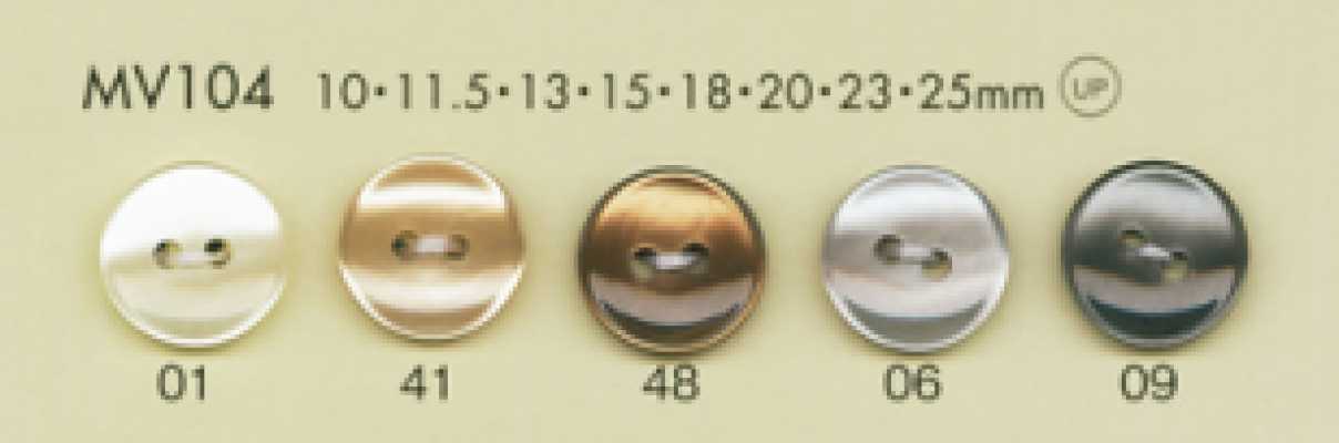 MV104 Botão de poliéster DAIYA BUTTONS de 2 furos, plano, com aparência de concha