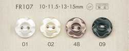 FR107 DAIYA BUTTONS Botão de poliéster com efeito de concha (padrão floral)
