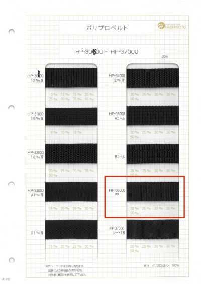 HP36000BB HP36000 BB Cinta de polipropileno com 1,7 mm de espessura