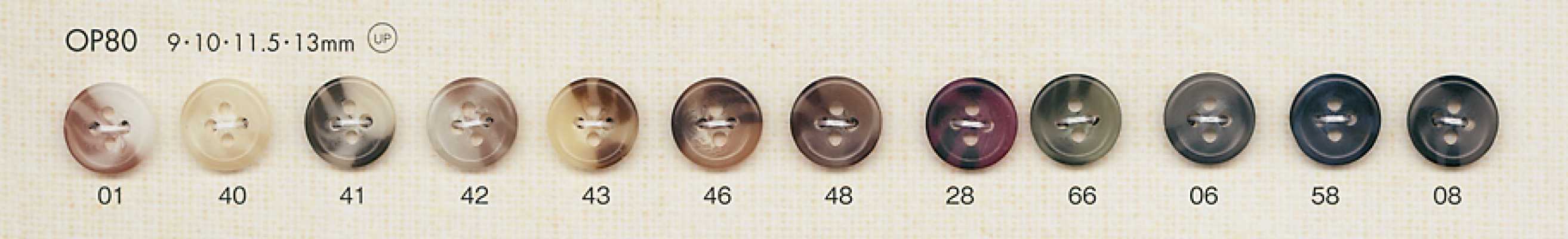 OP80 Botão de poliéster colorido estilo buffalo com 4 furos