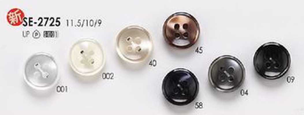 SE-2725 Botão de poliéster com aparência de concha de 4 furos para camisas e blusas