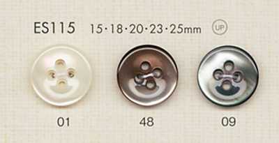 ES115 Botão de poliéster com efeito madrepérola, em formato de prato, com 4 furos, DAIYA BUTTONS