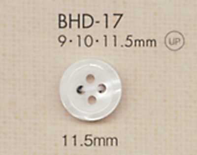 BHD17 DAIYA BUTTONS Botão de poliéster com aparência de concha, resistente a impactos, com aro e quatro furos RIVER