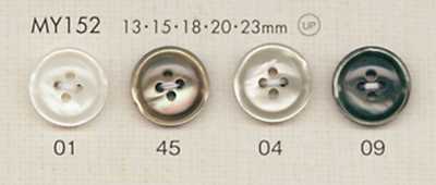 MY152 DAIYA BUTTONS Botão de poliéster estilo concha com aro e quatro furos