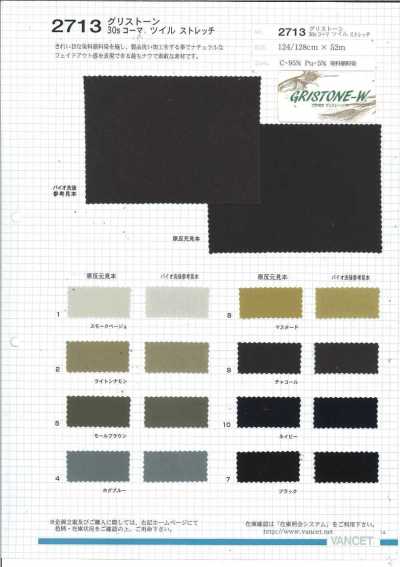 2713 Gristone 30/- Sarja Stretch Penteada, Tingido com Corante/Pigmento